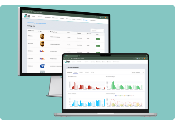 Tracking dashboard showing package history